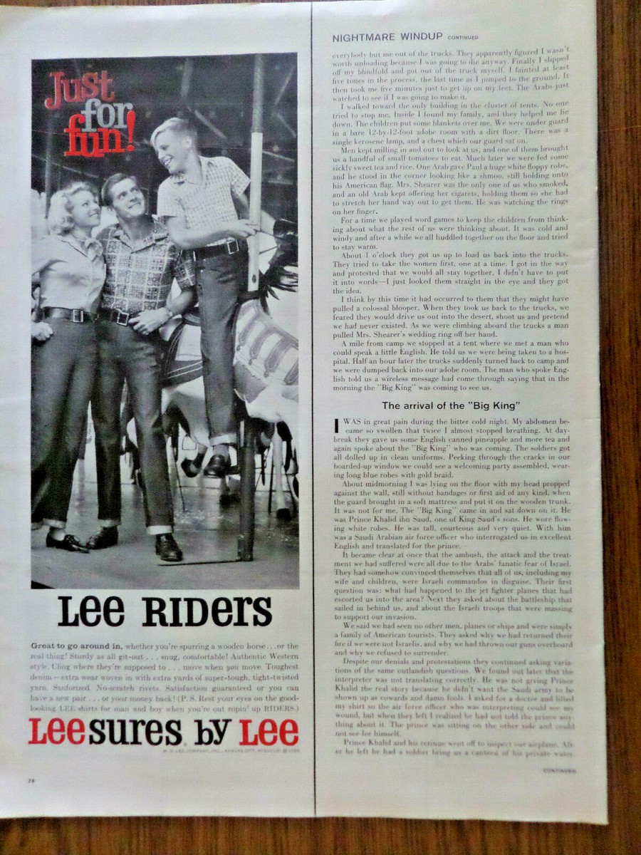 1960 Lee Riders Jeans Ad Family Ride Carousel Merry-Go-Round