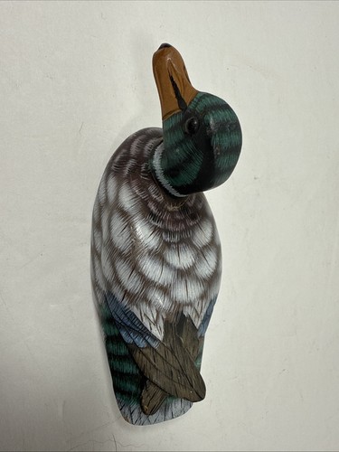 Estatuilla decorativa señuelo de pato de 5" de madera pintada tallada a mano de colección COMO ESTÁ - Imagen 2 de 5