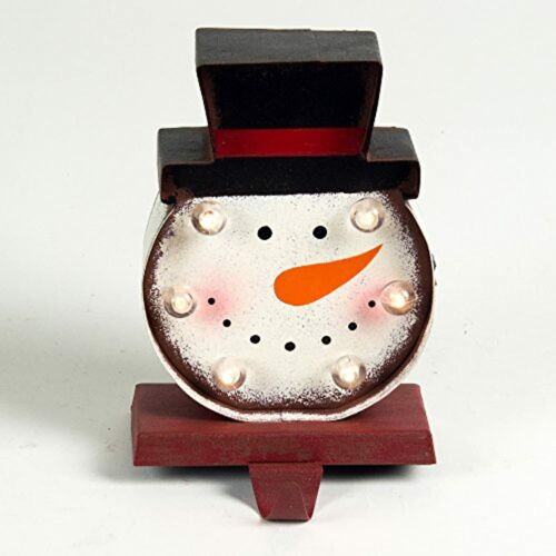 glitzhome 7.48" Christmas Stocking Holder Marquee LED Lighted Snowman Head - Picture 1 of 9