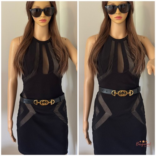 Cintura Gucci Zumi originale in pelle nera oro ad incastro con fibbia G Horsebit 75/30 - Foto 4 di 12
