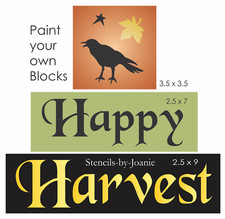 Joanie Stencil Happy Harvest Autumn Crow Fall Leaf DIY Home Decor Art Block Sign