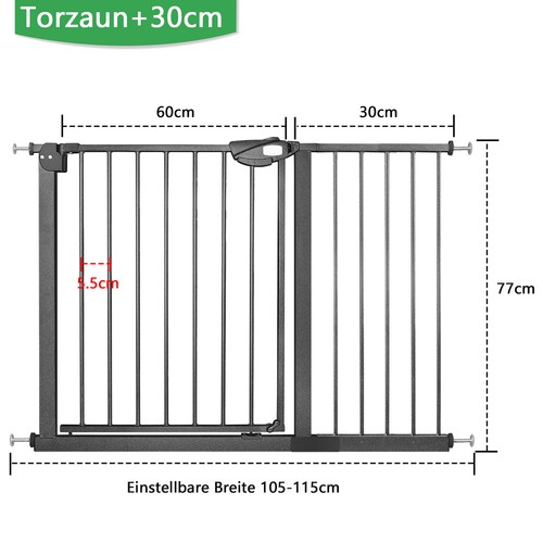 Treppengitter Treppenschutzgitter Türgitter Absperrgitter Schwarz Auto Close DHL - Bild 16 von 16
