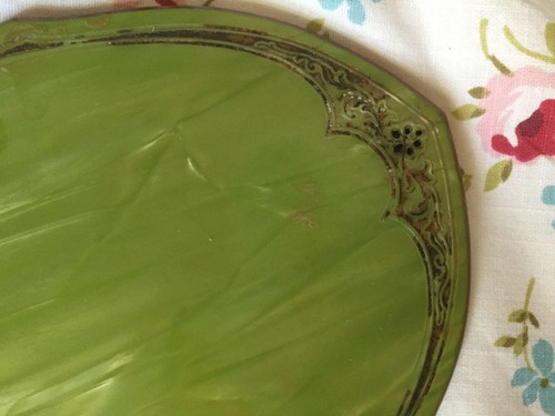 Art Deco Zelluloid Handspiegel und Kamm Set oval grün Waschtisch Deko - Bild 5 von 8