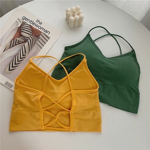 Reggiseno da donna in camicia crop tank bustier reggiseno spaghetti reggiseno incorporato punk sexy - Foto 12 di 19