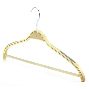 Hangerworld™ 45cm Perchas Madera Blanco Barra Antideslizante Pantalones Camisas