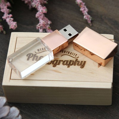 Custom Logo Crystal USB 2.0 Flash Drive DJ Music Photo Storage Pendrive Box