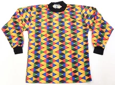 Rare VTG UHLSPORT Color Block Striped Pattern Soccer Goalie Keeper Jersey 90s