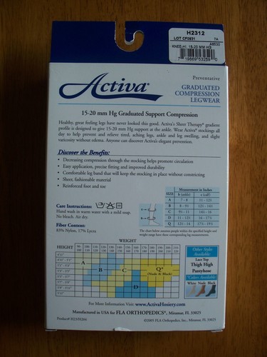 Activa, Sheer Therapy Socks, Graduated, H2312, Size B, White, 15-20 mmHg, New  - Imagen 4 de 5