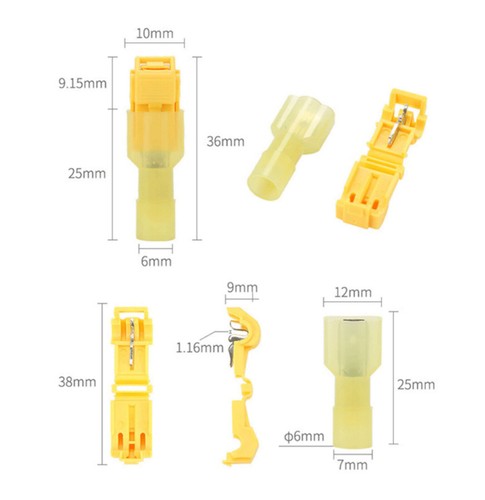 60pcs T-Taps Wire Terminal Connectors Insulated 22-10 AWG Quick Splice Combo Kit - Picture 5 of 9