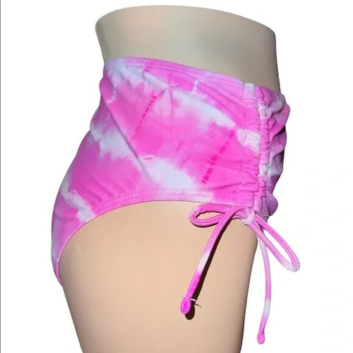 California Waves Juniors Tie-Dyed High-Waist Swim Bottoms Pink Large NWT - Picture 6 of 9