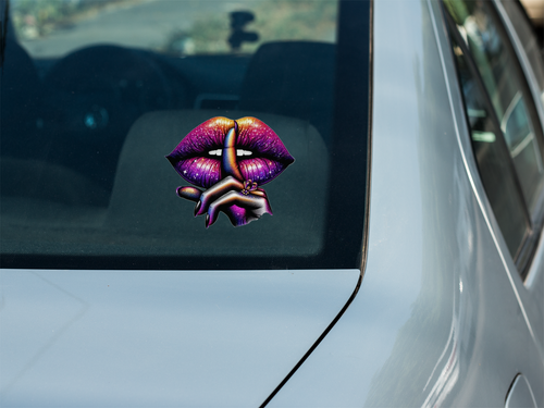 Sexy PURPLE LIPS Car Window Vinyl Decal Be Quiet Graphic Laptop Silence Sticker - Picture 11 of 12
