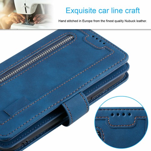 Reißverschluss Leder Wallet Case für iPhone 15 14 Pro Max 13 12 11 XS XR 87 Flip Cover - Bild 31 von 43