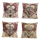Decorative Throw Pillow Cover Set of 4, Cushion Cover Retro Skull Lover