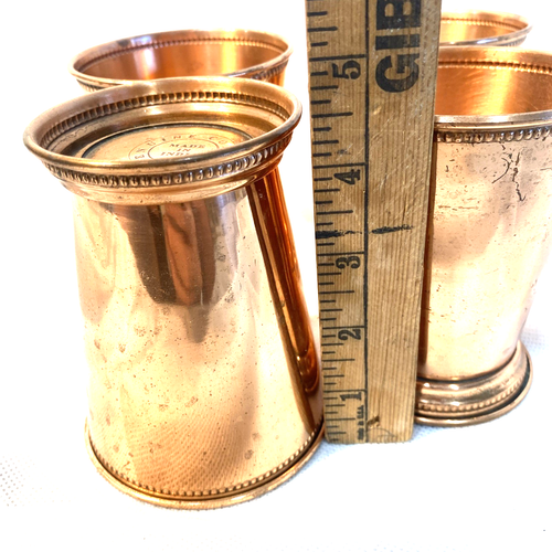 lot of 4 Beaded Genuine Copper Cups for Mint Julep or Moscow Mules Made In India - Picture 11 of 12