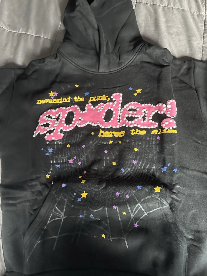 Sp5der Men's Hoodie Size Medium Pink and Black Top Quality - Ready To Ship - Image 2 of 4