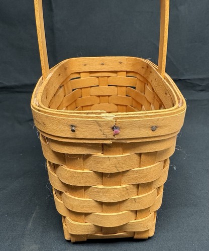 Vintage 1999 Handwoven Longaberger Warm Brown Spring Basket With Handle NOTES - Picture 6 of 14
