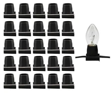 25 Pack of Slide On C7 Socket Replacements – Black E12 Candelabra Bases for DI