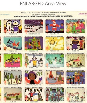 Christmas Seals Schoolchildren Artwork Drawings 81 Seals Holiday Theme 1978