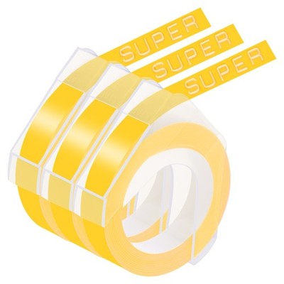 3PK 12mm DYMO 3D Embossing Label Tape Organizer Xpress A521208 White/Yellow