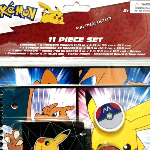 Pokemon Pikachu 11 Pc Value Pack Set School Stationary Supplies Nintendo New - Picture 2 of 5