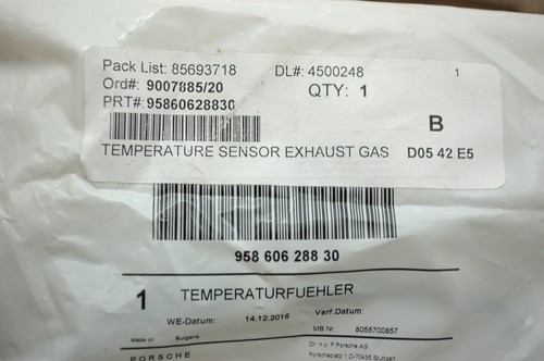 Sensor de temperatura de los gases de escape Porsche 958 11-18 Cayanne EGT 95860628830 - Imagen 3 de 4