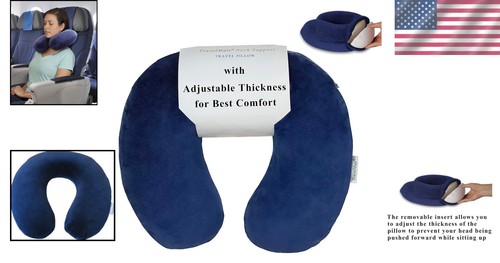 Comfort Neck Pillow: U.S. Patented Memory Foam, Adjustable Thickness, Dark Blue - Picture 2 of 10