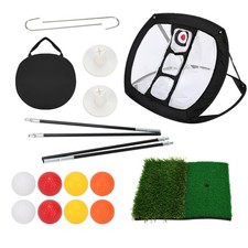 Pop-Up Golf Chipping Net Set with Mat 8 Practice Balls- Professional Golf C...