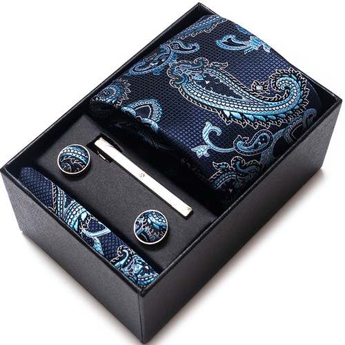 Qualität 4er Set Krawatte, Manschettenknöpfe, Taschentuch, Krawattenklammer Hochzeit Gentleman mit Geschenkbox  - Bild 52 von 62