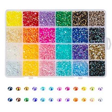 for Crafts, 24 Colors Non-Hotfix Flatback Colorful Resin 5mm Jelly Rhinestones