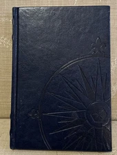 NEW Blue Embossed Leather Lined Journal 5.5x 8” Gold Edged Pages, Compass Theme
