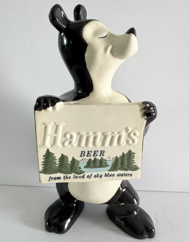 VINTAGE 1950's HAMMS BEAR BANK 12" Red Wing Pottery ~ Cracked Left Foot ~ READ