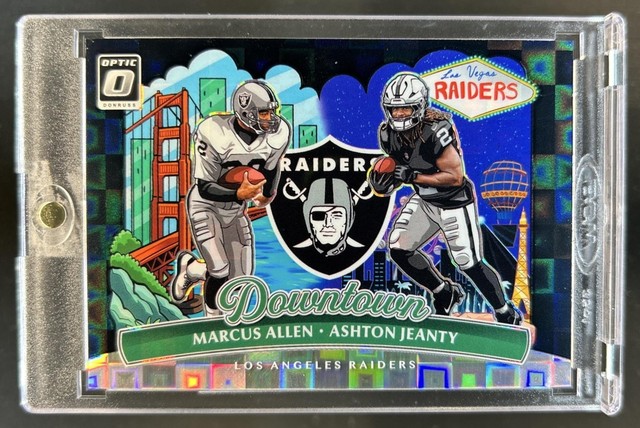 2025 Donruss Optic Ashton Jeanty Marcus Allen Downtown Black Pandora RC #/25