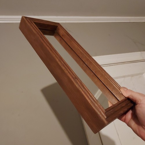 Vintage Small Rectangular Wall Mirror Thick Wood Frame 13"x 5" Narrow Accent - Picture 8 of 20