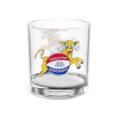 Houston Mavericks Rocks Glass 10oz - ABA Basketball Team - Picture 1 of 4