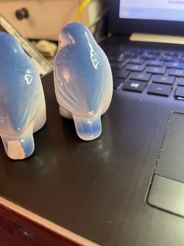 Pair Of Vintage Blue Bird Bluebirds Porcelain Napkin Rings Figurine Table Decor - Picture 5 of 6