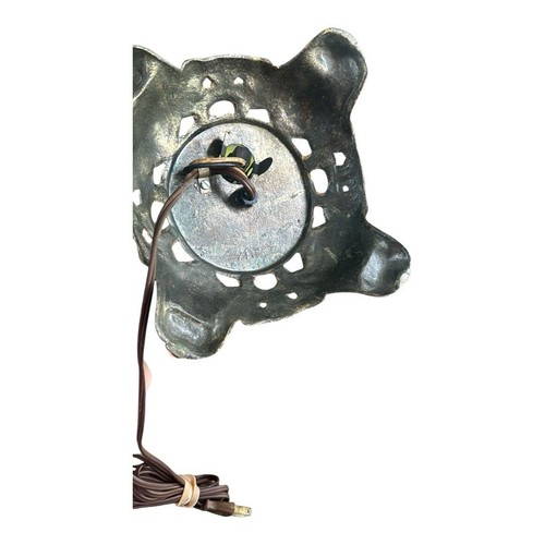 Vintage Mid Century Windlicht Lampe grün Glas handbemalt floral - Bild 9 von 12