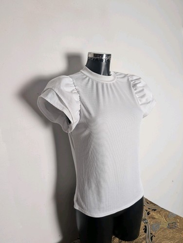 New Look dehnbares weißes Sommertop mit ausgestellten Ärmeln Größe 16