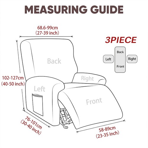 1/2/3 Seater Elastic Recliner Sofa Cover Stretch Armchair Covers Couch Slipcover - Picture 12 of 21