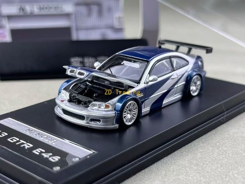 ZD MJ 1:64 NFS Silver Blue M3 GTR E46 Coupe Sports Model Diecast Metal Car BN - Picture 9 of 15