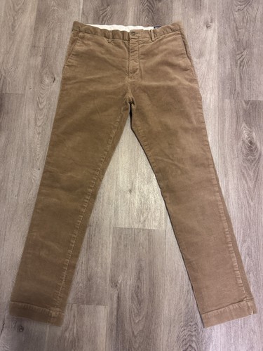 Polo Ralph Lauren Pantalone Uomo 34x34 Marrone Varick Slim Dritto Velluto a coste Chino