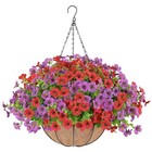 Artificial Flowers Hanging Plants in Basket,Artificial Hanging 1PCS Red Purple