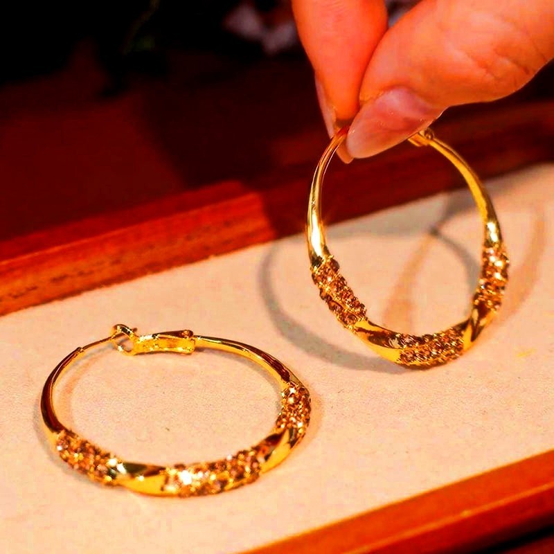 Gold Hoop Earrings with Sparkling Crystals for Women, Elegant & Stylish, gift