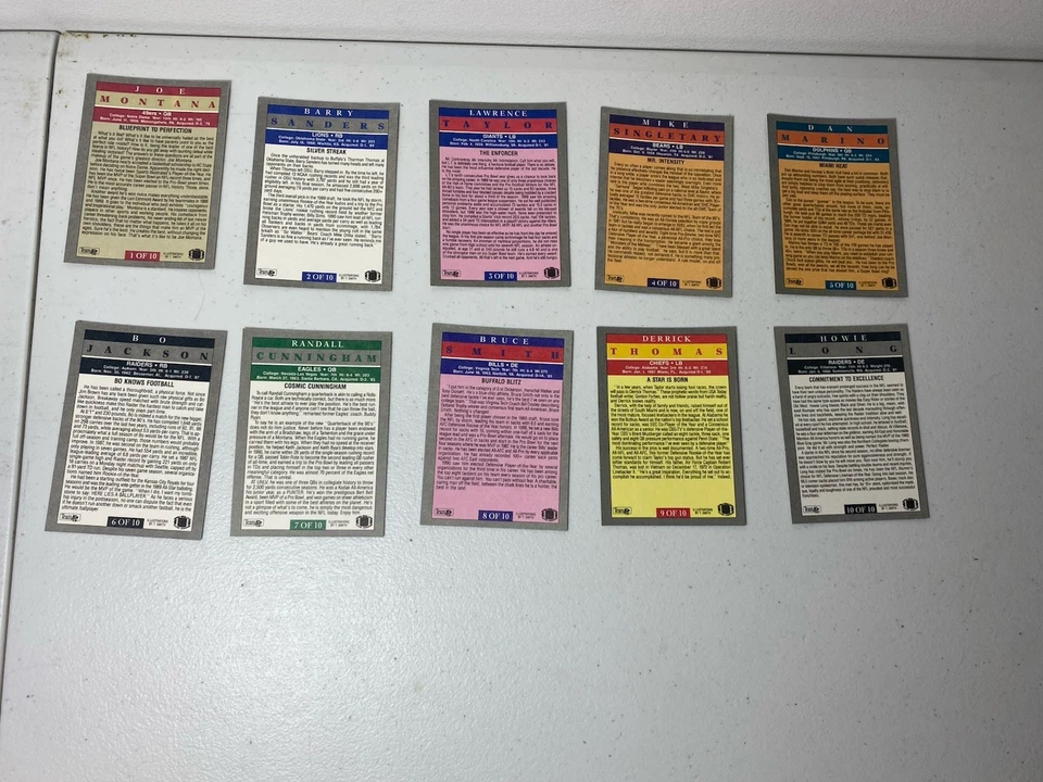 Juego completo Fleer Football Pro Visions 1991 10 Bo Jackson Montana Barry Sanders Foto 2 de 2