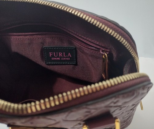 FURLA Fantastica Mini Dome Rare Color Burgundy Bordeau Red Leather Purse Handbag - Bild 16 von 22