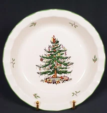 Spode Christmas Tree Fluted Pie Plate With Box, Deep Dish, Pristine