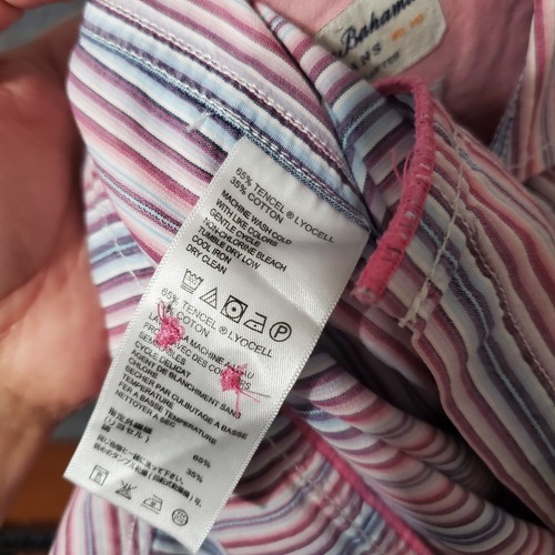Camisa Tommy Bahama Para Hombre Mediana Rayas Isla Artesanal Calce Moderno Manga Larga - Imagen 10 de 10