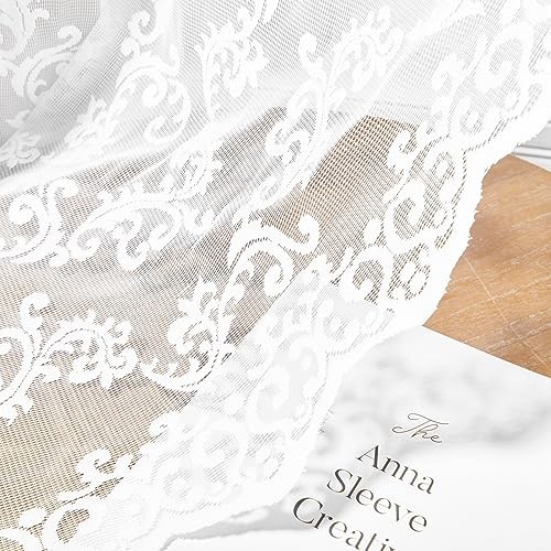 Sheer Lace Curtains 72 Inch Length 2 Panels set 52"W x 72"L (Pack of 2) White - Picture 7 of 8