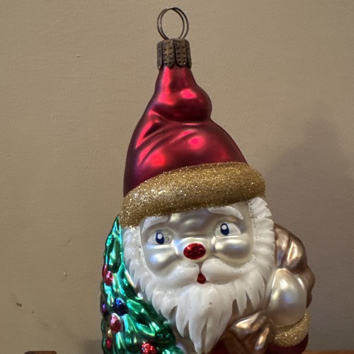 Babbo Natale in vetro tedesco vintage decorazione albero di Natale Germania naso rosso Lrge - Foto 2 di 18