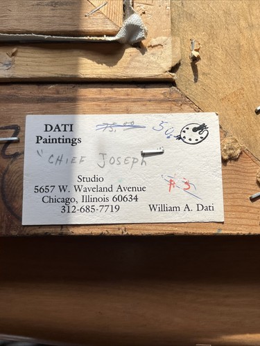 Vintage Häuptling Joseph Ölgemälde indianischer Künstler signiert Wandbild Hütte Dekor - Bild 8 von 15