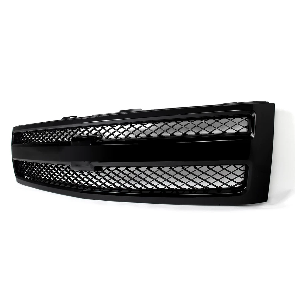Grille For 2007-2013 Chevrolet Silverado 1500 Gloss Black Shell w/ Black Insert Foto 3 de 4